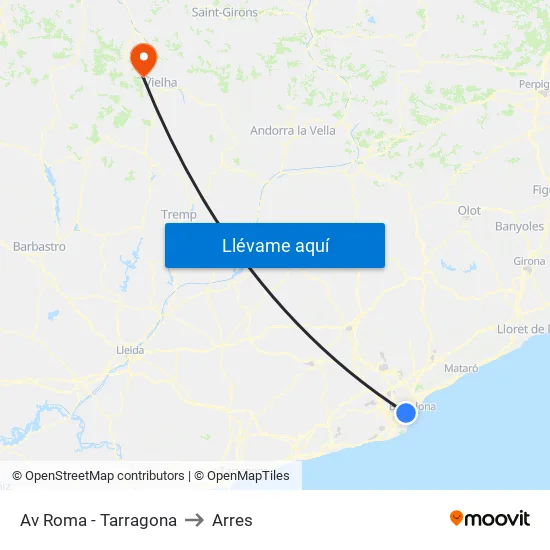 Av Roma - Tarragona to Arres map