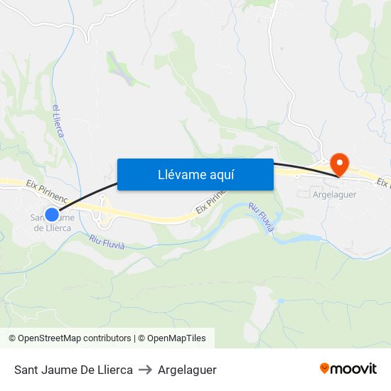 Sant Jaume De Llierca to Argelaguer map