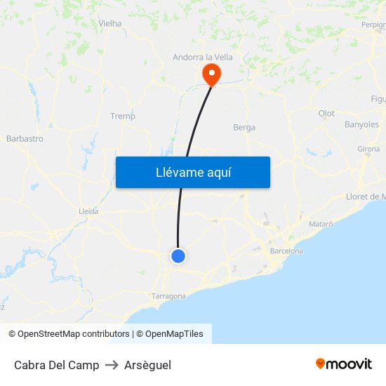 Cabra Del Camp to Arsèguel map