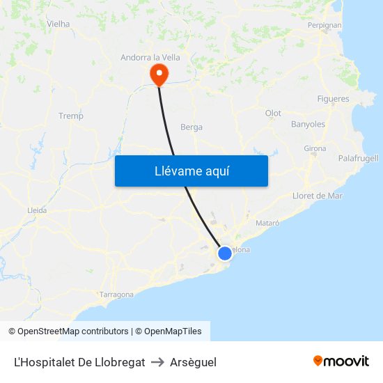 L'Hospitalet De Llobregat to Arsèguel map