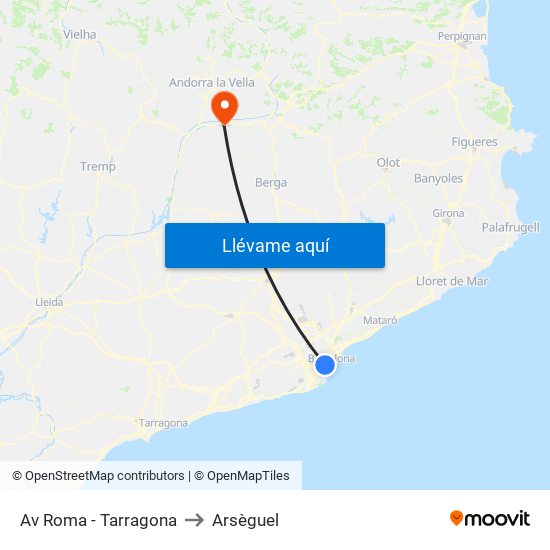 Av Roma - Tarragona to Arsèguel map