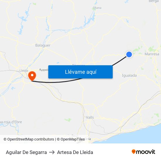 Aguilar De Segarra to Artesa De Lleida map
