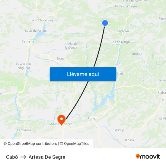 Cabó to Artesa De Segre map