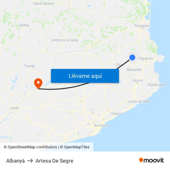 Albanyà to Artesa De Segre map