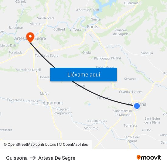 Guissona to Artesa De Segre map