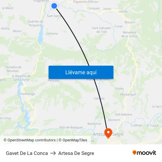 Gavet De La Conca to Artesa De Segre map