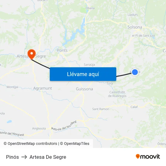 Pinós to Artesa De Segre map