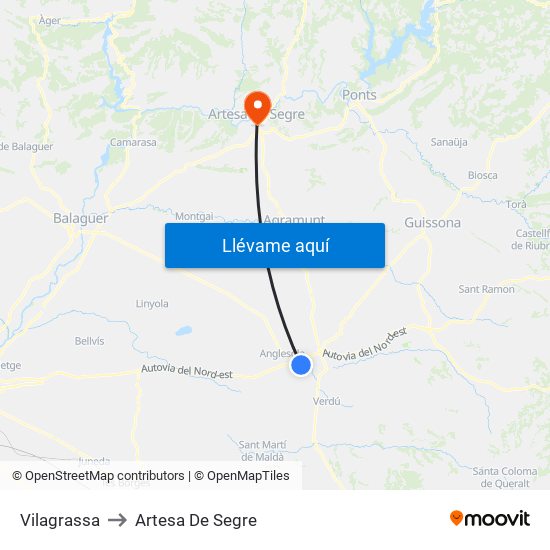 Vilagrassa to Artesa De Segre map