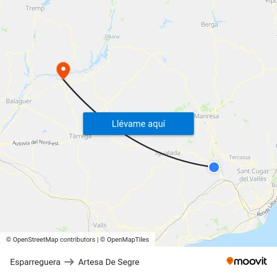 Esparreguera to Artesa De Segre map