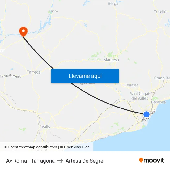 Av Roma - Tarragona to Artesa De Segre map