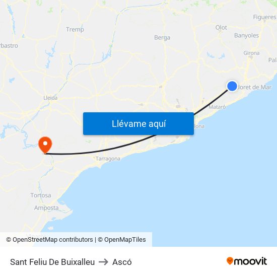 Sant Feliu De Buixalleu to Ascó map