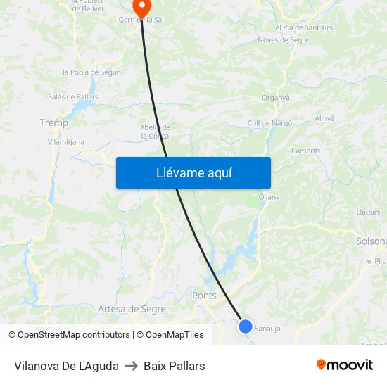 Vilanova De L'Aguda to Baix Pallars map