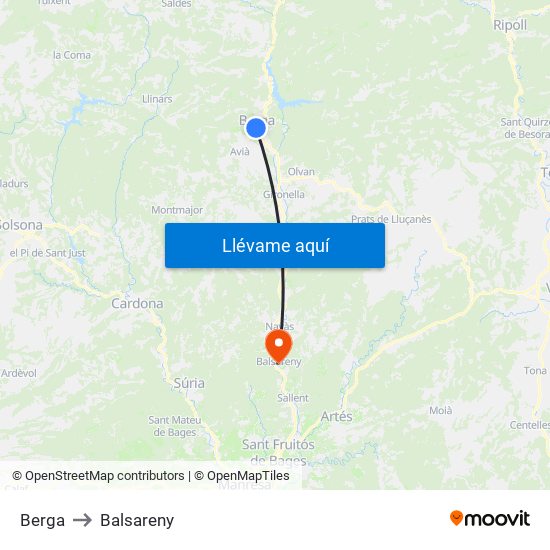 Berga to Balsareny map