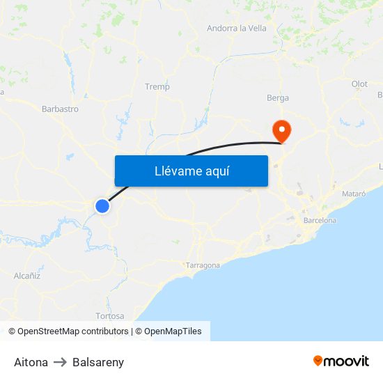 Aitona to Balsareny map