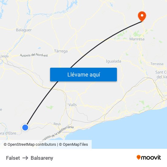 Falset to Balsareny map