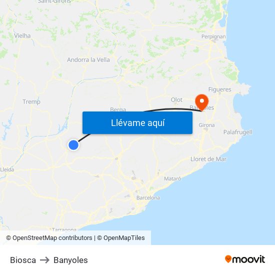 Biosca to Banyoles map