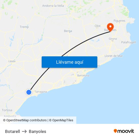 Botarell to Banyoles map