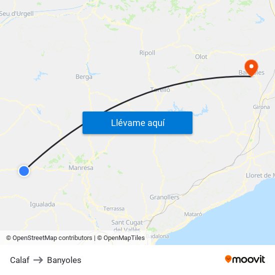 Calaf to Banyoles map