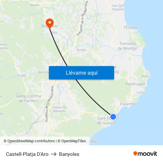 Castell-Platja D'Aro to Banyoles map