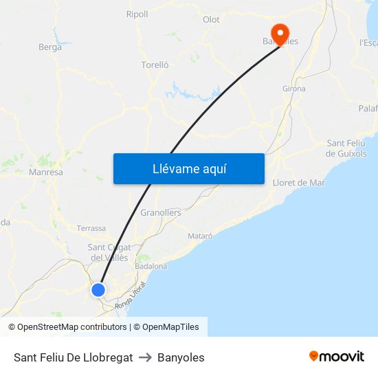 Sant Feliu De Llobregat to Banyoles map