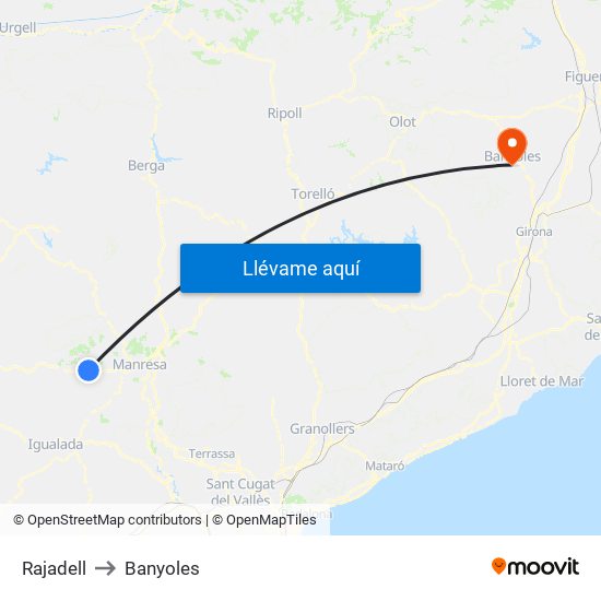 Rajadell to Banyoles map