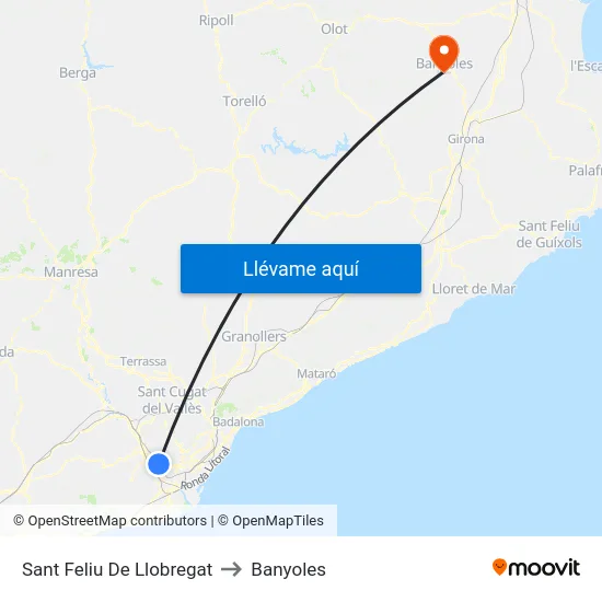 Sant Feliu De Llobregat to Banyoles map