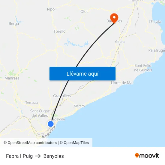Fabra I Puig to Banyoles map