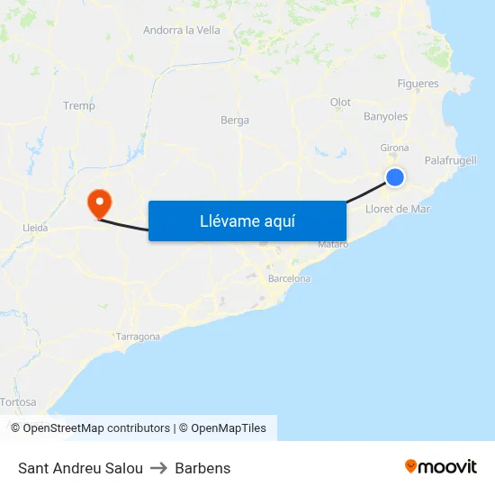 Sant Andreu Salou to Barbens map