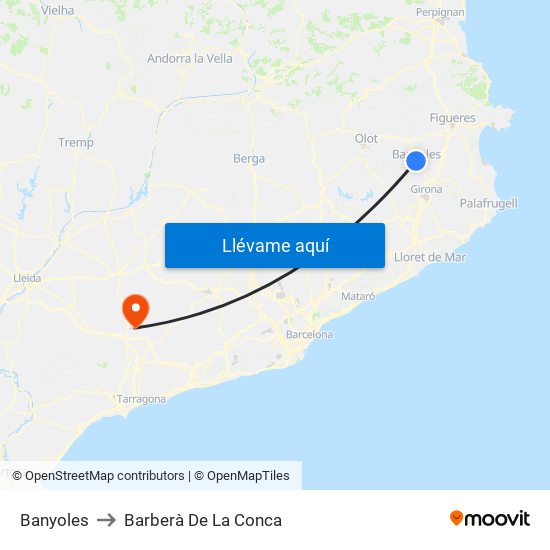Banyoles to Barberà De La Conca map
