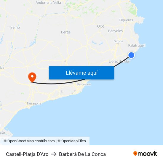 Castell-Platja D'Aro to Barberà De La Conca map