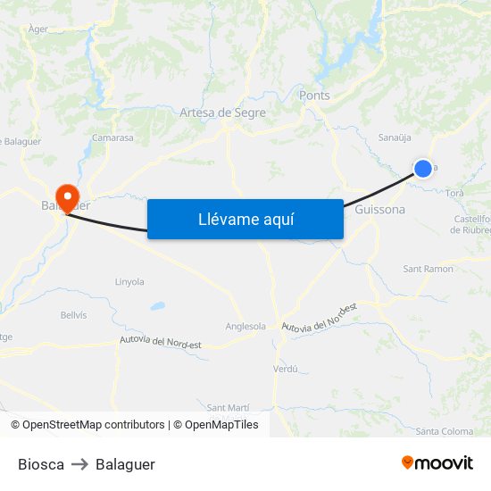 Biosca to Balaguer map