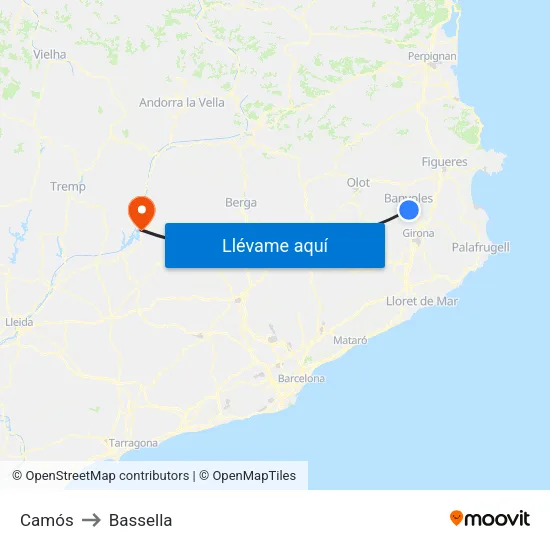 Camós to Bassella map