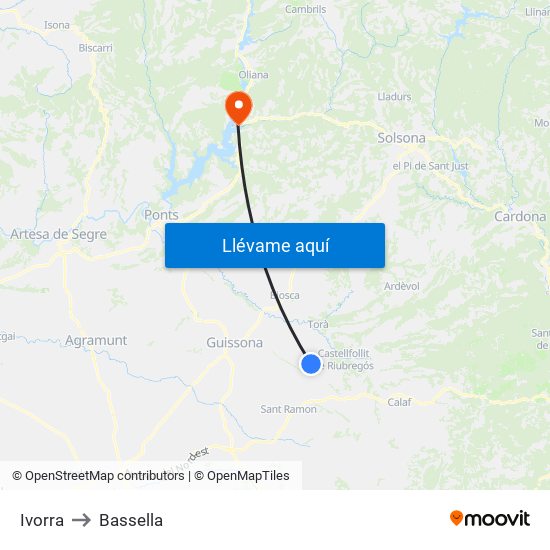Ivorra to Bassella map