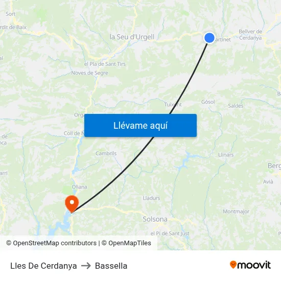 Lles De Cerdanya to Bassella map