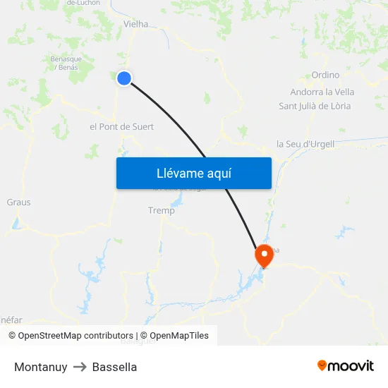 Montanuy to Bassella map