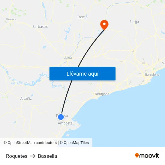 Roquetes to Bassella map