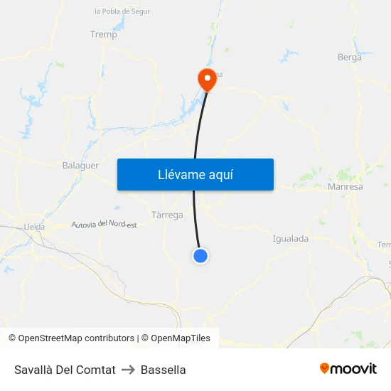 Savallà Del Comtat to Bassella map