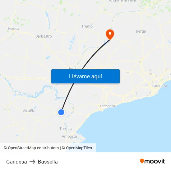 Gandesa to Bassella map