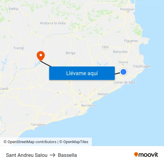 Sant Andreu Salou to Bassella map