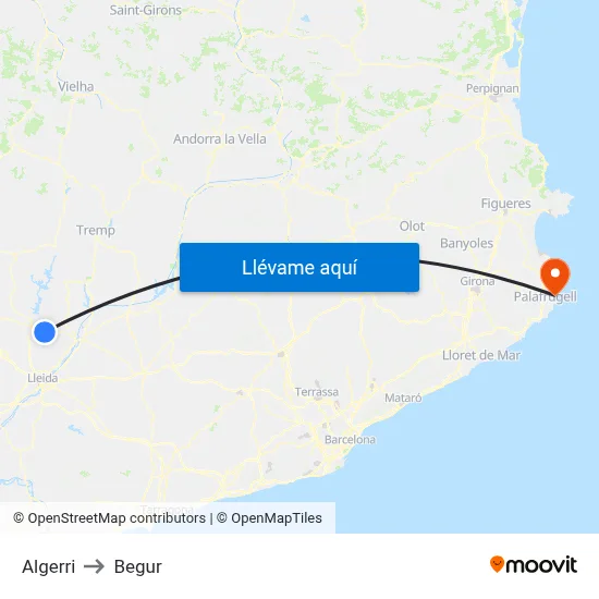 Algerri to Begur map