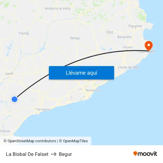 La Bisbal De Falset to Begur map