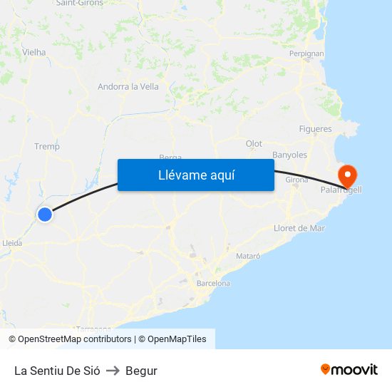 La Sentiu De Sió to Begur map