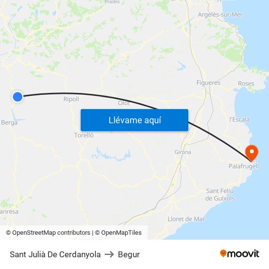 Sant Julià De Cerdanyola to Begur map
