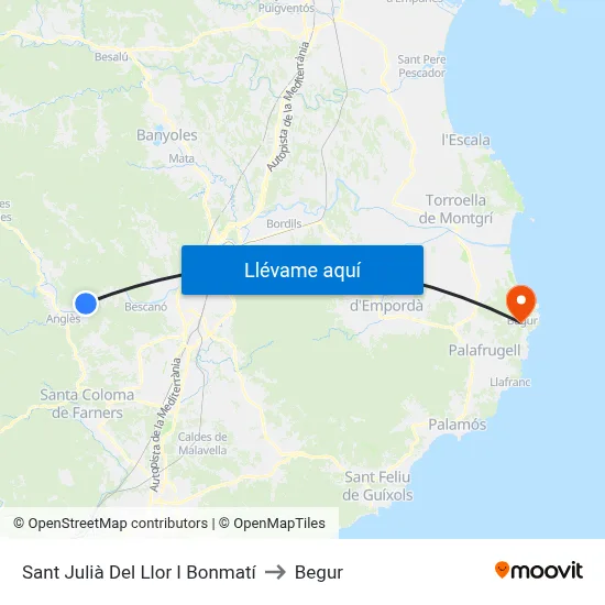 Sant Julià Del Llor I Bonmatí to Begur map