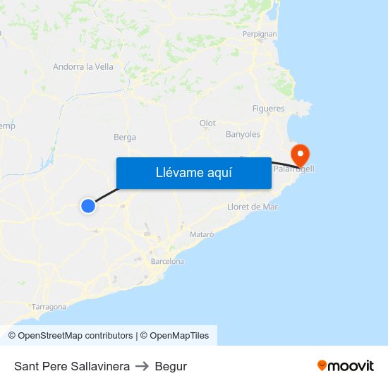 Sant Pere Sallavinera to Begur map