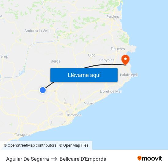 Aguilar De Segarra to Bellcaire D'Empordà map