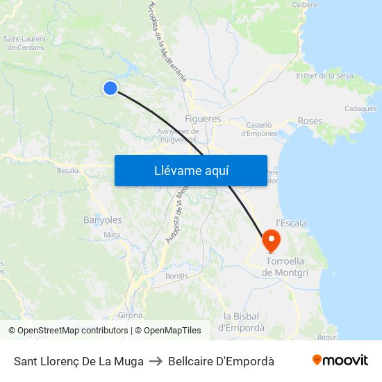 Sant Llorenç De La Muga to Bellcaire D'Empordà map