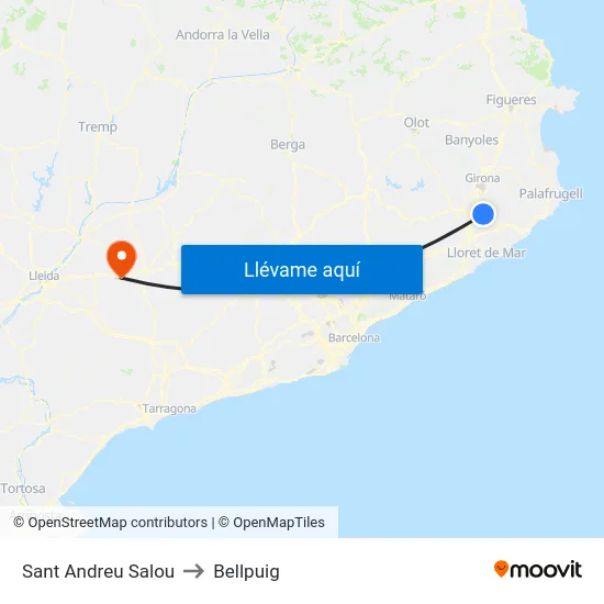 Sant Andreu Salou to Bellpuig map