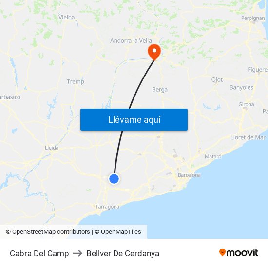 Cabra Del Camp to Bellver De Cerdanya map