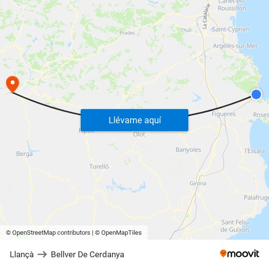 Llançà to Bellver De Cerdanya map